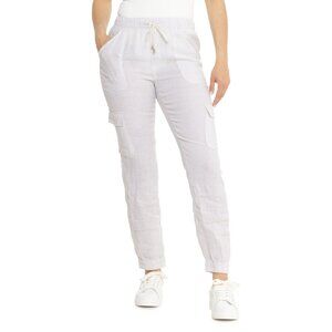 NEW Nicole Miller New York Cargo Pocket Joggers - Linen in Pumice Stone 7252s7